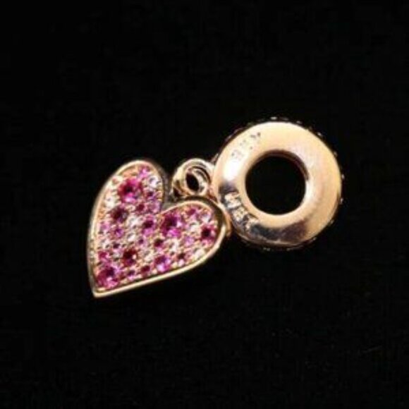 Pandora Pink Crystal Heart Bracelet Charm - Picture 5 of 5